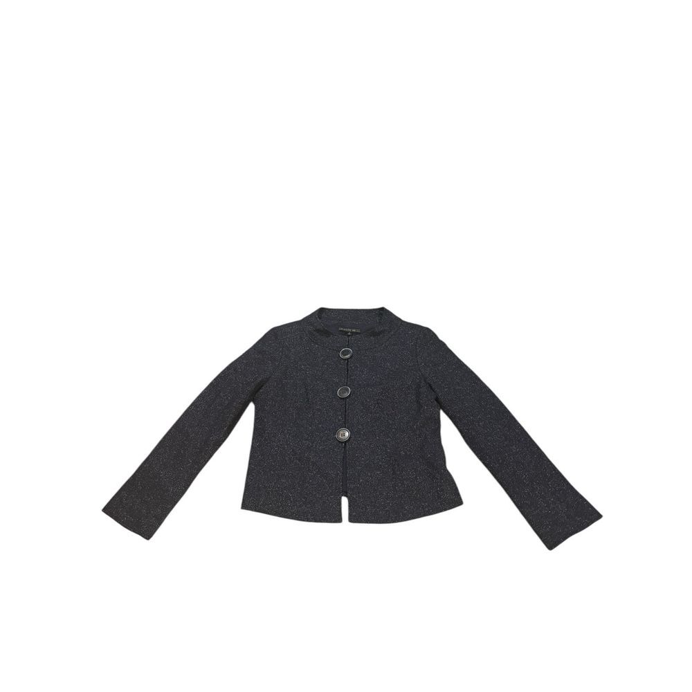 Lafayette 148 Wool Silk Blend Blazer Jacket Clasp Front Navy Blue Size 8 Careerβ